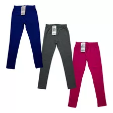 Kit 3 Calça Legging Infantil Brandili 2 A 16 Cotton Cor Lisa