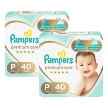 Kit Fralda Pampers Premium Care Mega Tamanho P Com 80 Uni