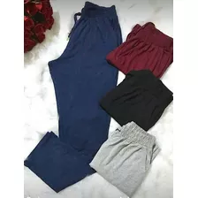 Kit 4 Calças De Malha Plus Size Leve Soltinha Cós Elástico 