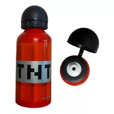 Botella Aluminio Infantil Minecraft Tnt 400 Ml + Tap Oficial