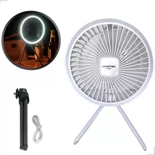 Ventilador Portatil Recarregavel Com Led Usb Mine Branco