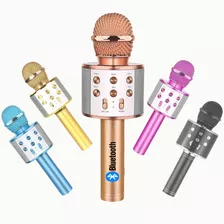 Microfone Karaoke Youtuber S/ Fio Bluetooth Com Caixa Som Cor Rose Gold
