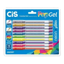 Caneta Esferográfica 10 Cores Popgel Cis