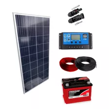 Kit Placa Solar 150w Controlador 30a Lcd Bateria 70ah Cabos
