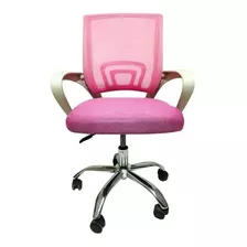 Cadeira De Escritório Pctop Office Fit 1001 9050 Ergonômica Branco E Rosa Com Estofado De Mesh Y Tecido
