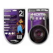 Cabo Mini Hdmi X Hdmi 1.4 2 Metros Chip Sce 018-9835