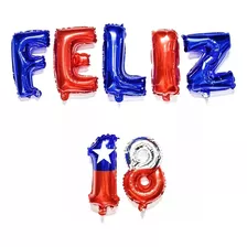 Set Globos Metalizados Decoracion Fiestas Patrias Feliz 18