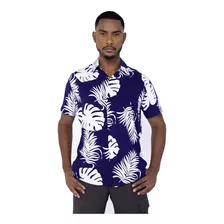 Blusa Floral Manga Curta Masculina Slim Praia Camisa Social