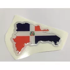 Adesivo Resinado Mapa Com Bandeira Da República Dominicana 