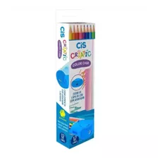 Lápis De Cor Criatic C/ Estojo E Apontador Cis 12 Cores Azul