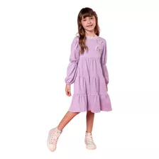 Vestido Infantil Kukiê Manga Longa, Lilás