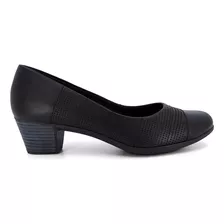 Sapato Scarpin Feminino Salto Bloco Preto Usaflex