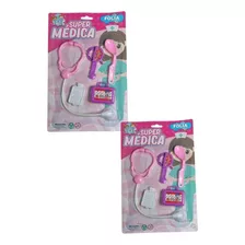2 Kit Super Médica / Enfermeira Infantil De Plástico 0388