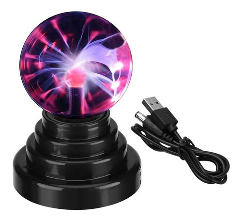 Bola Luz Lampara Plasma Tesla Rayos Velador Usb O A Pilas