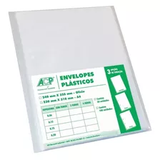 Envelope Plastico Oficio Sem Furo Medio 0,10mm Pct./100 Acp