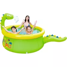 Alberca Piscina Inflable Con Aspersor Dinosaurio Verano Lunv