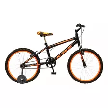 Bicicleta Infantil Krs Rebaixada Aro 20 1v Freios V-brakes Cor Preto/laranja Com Rodas De Treinamento