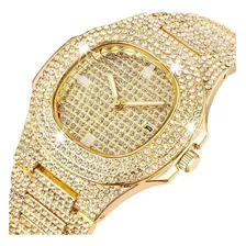 Reloj De Diamante De Acero Inoxidable Hombre Moda Diamantes