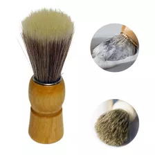 Pincel Para Barbear Barba Cabo De Madeira Cerdas Macias 1uni Cor Creme