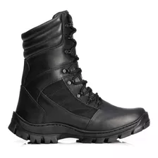 Bota Coturno Militar Couro Smith Preto Palmilha Confort Pu 