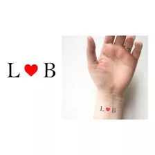 Tatuagem Temporária Love Inicias Personalizada Coração Amor