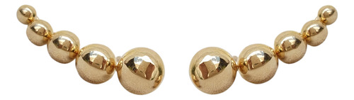 Brinco Ear Cuff De Ouro 18k 750 Bolinhas Graduadas Dourado