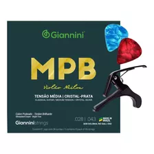 Kit Encordoamento Nylon Giannini Cristal Prata Genws + Itens