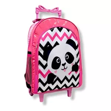 Mochila Urso Panda Rodinhas Duas Repartiçoes Cor Rosa-chiclete