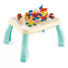 Mesa De Juegos Didáctica Construcción 600 Bloques Azul