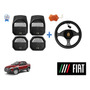 Tapetes 3d Logo Fiat + Cubre Volante Uno 2012 A 2019 2020