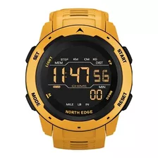 Reloj North Edge Mars Modelo Premium Color De La Correa Amarillo Color Del Bisel Negro Color Del Fondo Negro