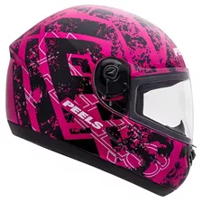 Capacete Moto Peels Spike Brilhante Mob Preto Magenta Rosa