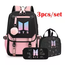 Mochila Bts Schoolbag Con Lonchera Kit De 3pcs