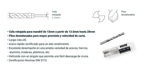 Mecha Acero Rapido Bremen 19.50mm Cola Rebajada Cod 6330 Dgm
