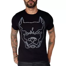 Camiseta Masculina Pit Bull Jeans Gola O Estampa Animal 