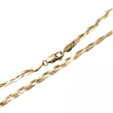 Corrente Ouro 18k Feminina Trançada Grossa 5,4 Gr 3mm 40cm