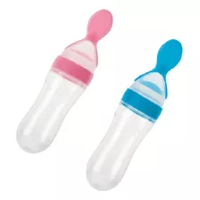 Colher Dosadora Para Bebe Silicone Bpa Free Cor Azul