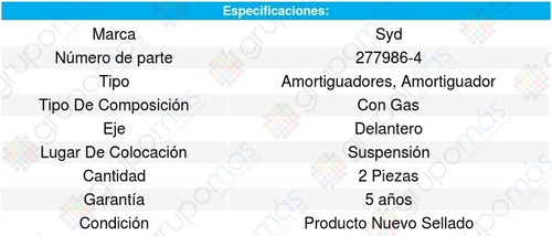 2 Amortiguadores Suspension Gas Delantero Alero 99-04 Foto 3