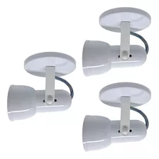 Kit 3 Spot Sobrepor Copinho Pvc E27 Led Bulbo Branco Bivolt