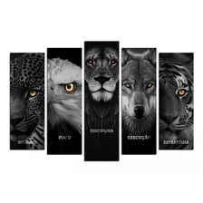 Quadros Mosaico Motivacional Personalizado Leão Tigre Onça