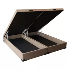 Base Para Cama Box Queen Premium Com Baú Suede Pena (45x1... Cor Bege