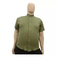 Camisa De Vestir De Lino Hombre Talles Espaciales Cuello Mao