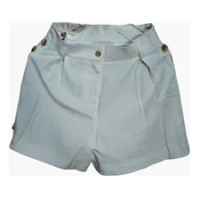 Short Lino Mujer System Sastrero Blanco Crudo Verano Talle S