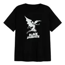 Remera Negra Algodón 100% - Black Sabbath 01