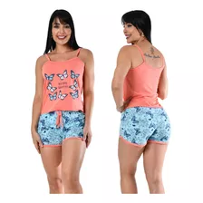 Pijama Feminino Camisa Camiseta Alça Short Atacado Oferta