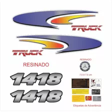 Kit Adesivo Faixa Emblema Resinado Mercedes Benz 1418 Truck