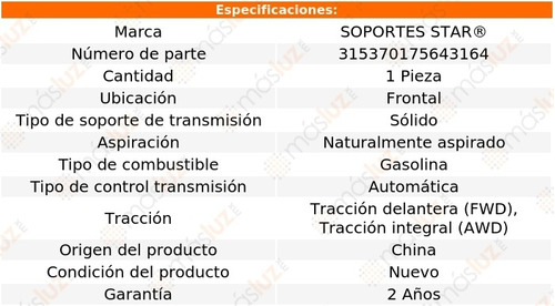 Soporte Para Caja Transmisin Del Torrent 3.4l V6 06/09 Foto 2