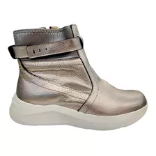 Bota Cuero Mujer Keady Oficial - Peltre 35 Al 41