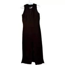 Vestido En Marrón Oscuro Maxi Con Tajo Adelante,es Usado