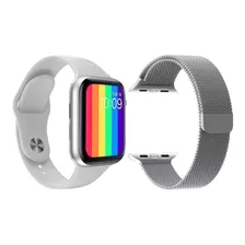 Kit 1 Smartwatch W26 Branco + 1 Pulseira Extra Prata